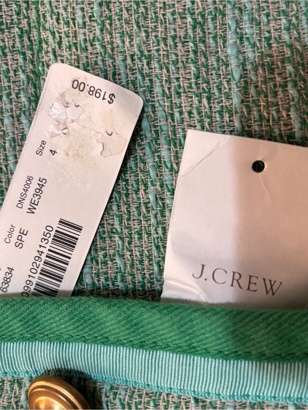 J. Crew Light Green Tweed Jacket with Bright Green Trim - Picture 5 of 10